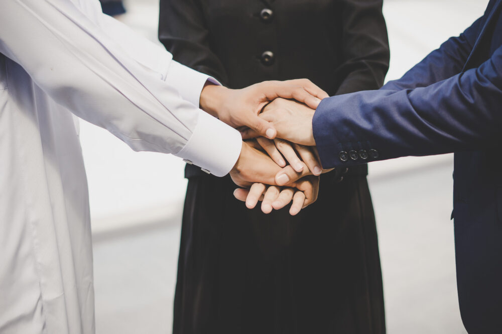 business team stack hands support start up new project.